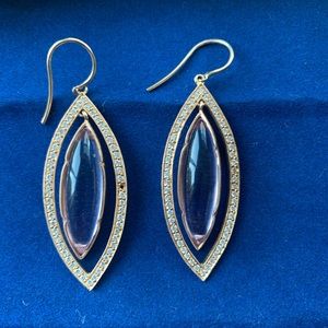 solid 18k gold .30 ct tw Diamond amethyst Earrings